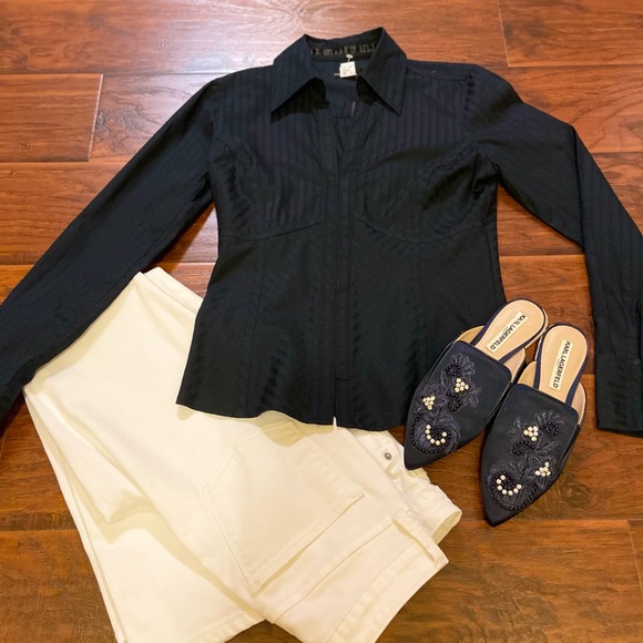 Navy blue long sleeve blouse - Picture 7 of 8